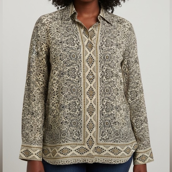 NEW Linda Allard Ellen Tracy Floral Silk Blouse